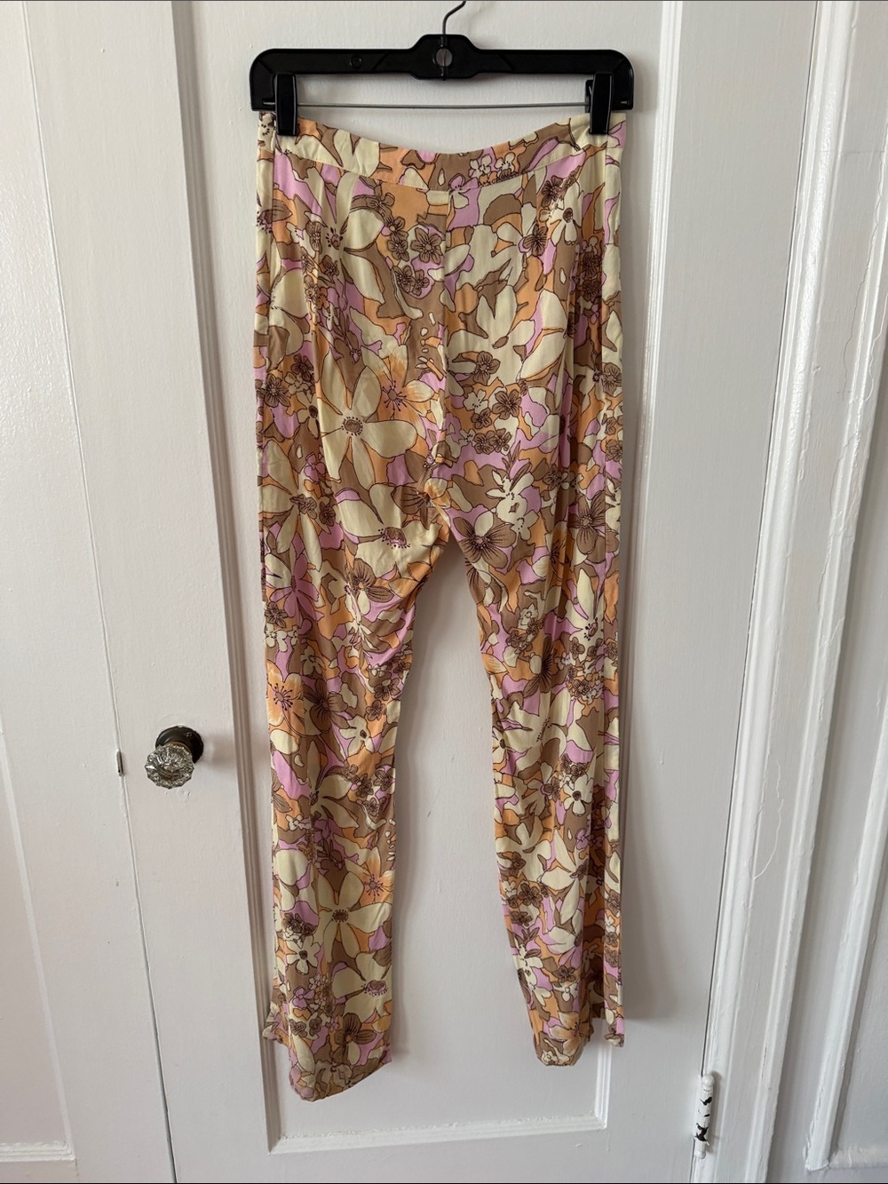 For Love And Lemons Renata Tan Floral Wide-Leg Pants - Picture 7 of 8